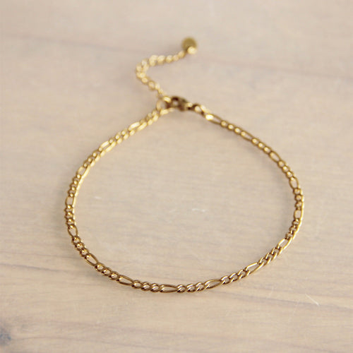 gouden 3mm ketting enkelbandje met een verlengkettinkje stainless steel anklet